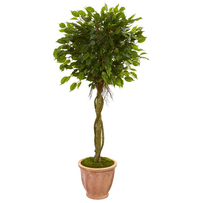 4.5’ Ficus Artificial Tree in Terracotta Planter UV Resistant (Indoor/Outdoor)