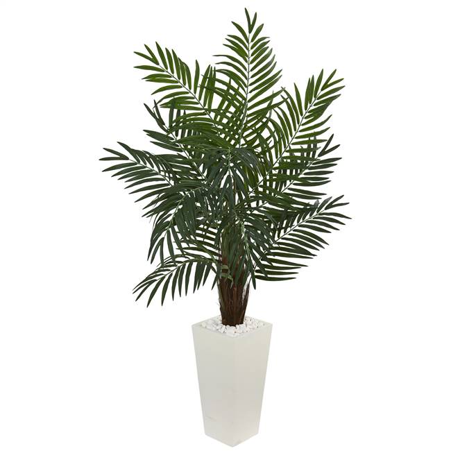 5.5' Areca Artificial Palm Tree in White Tower Planter