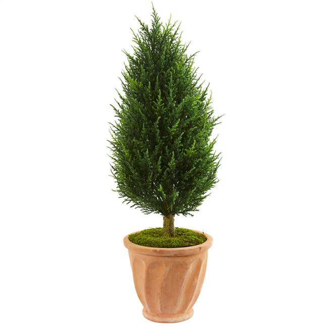 40" Cypress Artificial Tree in Terracotta Planter UV Resistant (Indoor/Outdoor)