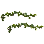 6’ Grape Leaf Deluxe Garland w/Grapes (Set of 2)