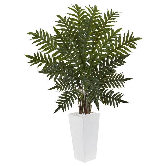 4.5’ Evergreen Plant in White Tower Planter