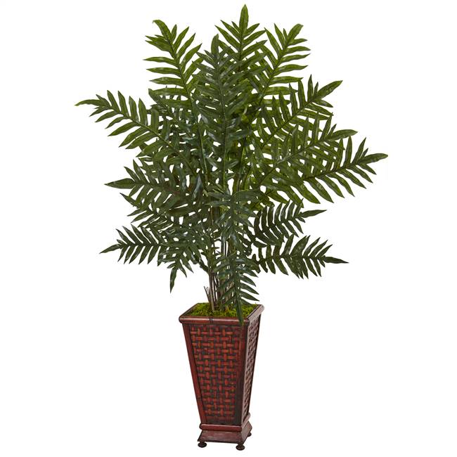 4’ Evergreen Plant in Decorative Wood Planter