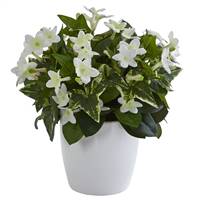 Stephanotis Artificial Plant in White Vase