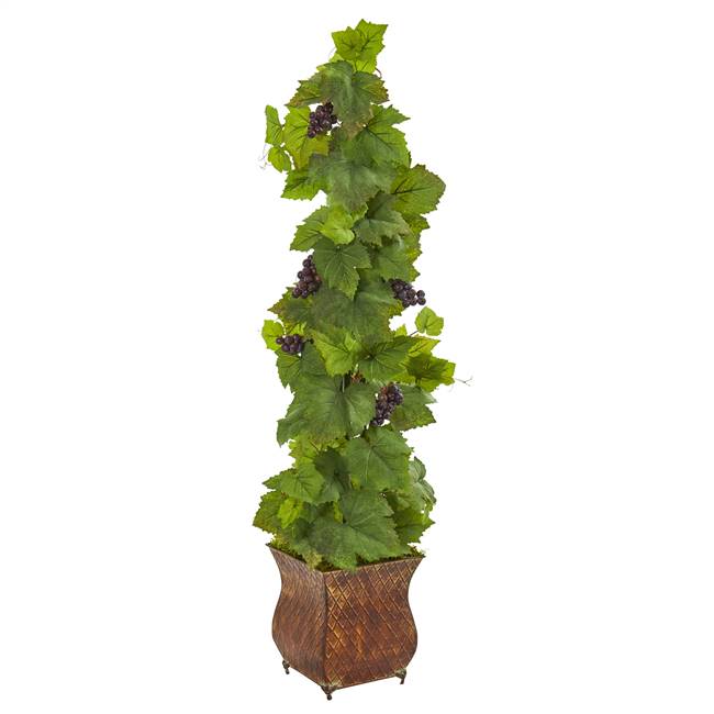 4’ Grape Artificial Plant in Square Metal Planter