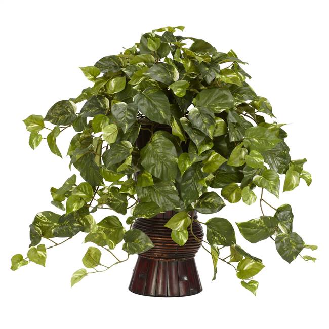 Pothos w/Bamboo Vase Silk Plant