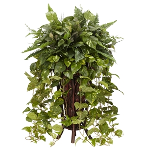 Vining Mixed Greens w/Decorative Stand Silk Plant