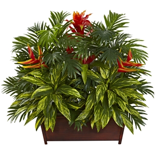 Tropical Garden w/Wood Planter