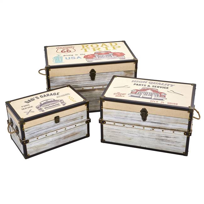 Classic Car Collection Trunk and Storage Boxes (Set of 3)