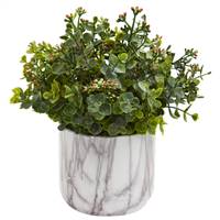 Eucalyptus Artificial Plant in Marble Finished Vase