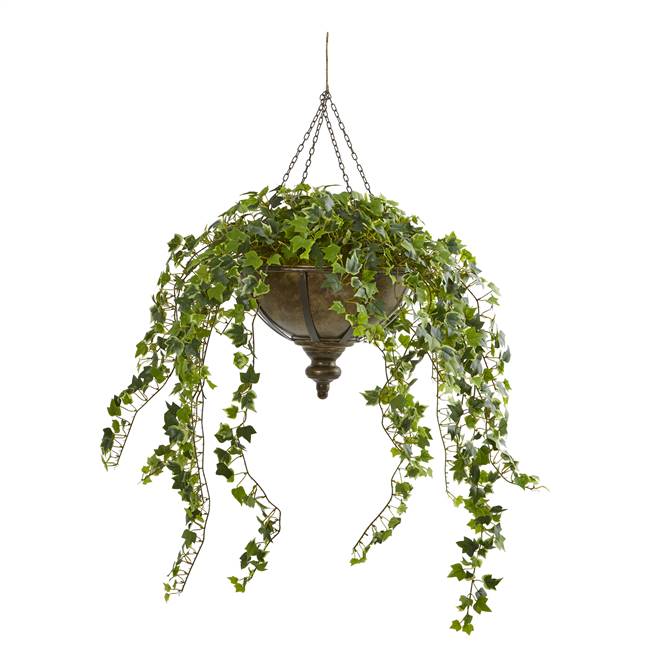 43” Ivy Artificial Hanging Plant in Hanging Metal Bowl