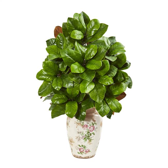 30” Magnolia Leaf Artificial Plant in Floral Urn