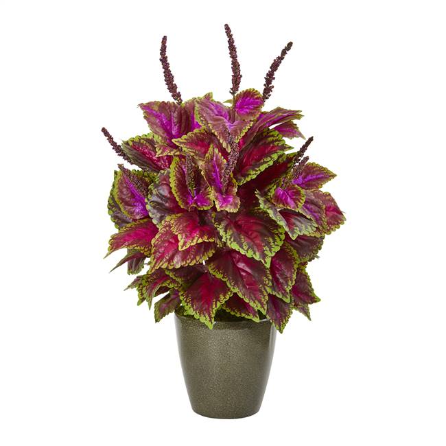 31” Coleus Artificial Plant in Green Planter