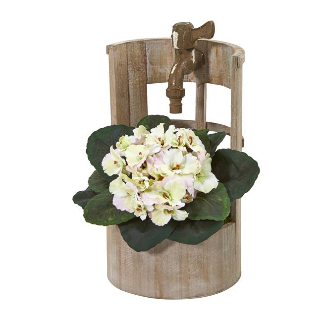 12” African Violet Artificial Plant in Faucet Planter