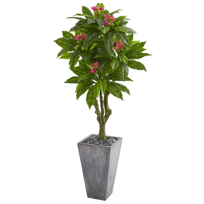 5.5’ Plumeria Artificial Tree in Gray Planter UV Resistant (Indoor/Outdoor)