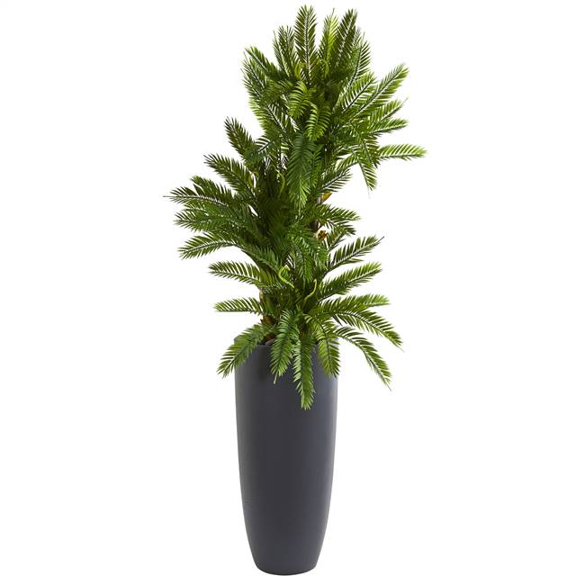 4.5’ Triple Cycas Artificial Plant in Gray Planter