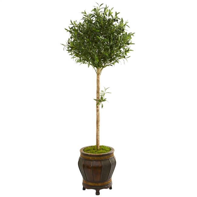5.5’ Olive Topiary Artificial Tree in Decorative Planter