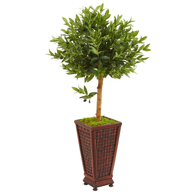 46” Olive Topiary Artificial Tree in Decorative Planter