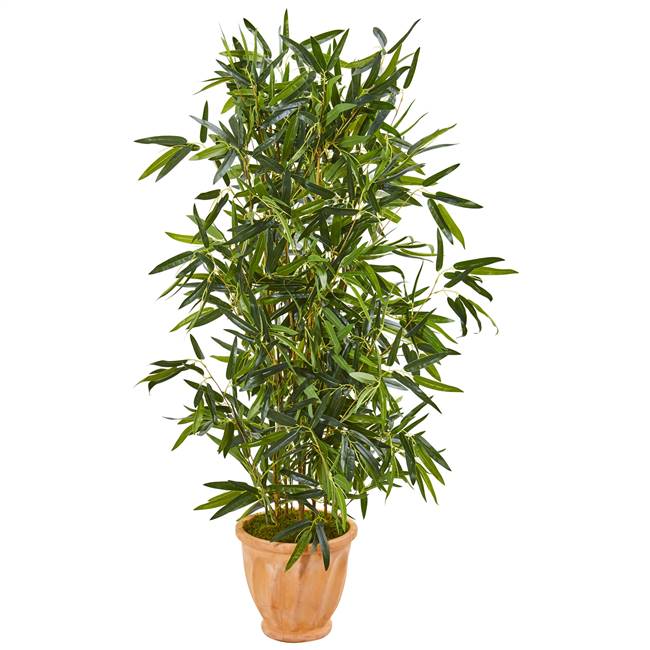 4.5’ Bamboo Artificial Tree in Terra Cotta Planter (Real Touch) UV Resistant (Indoor/Outdoor)