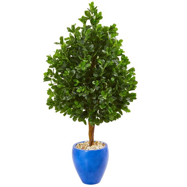 57” Evergreen Artificial Tree in Blue Planter