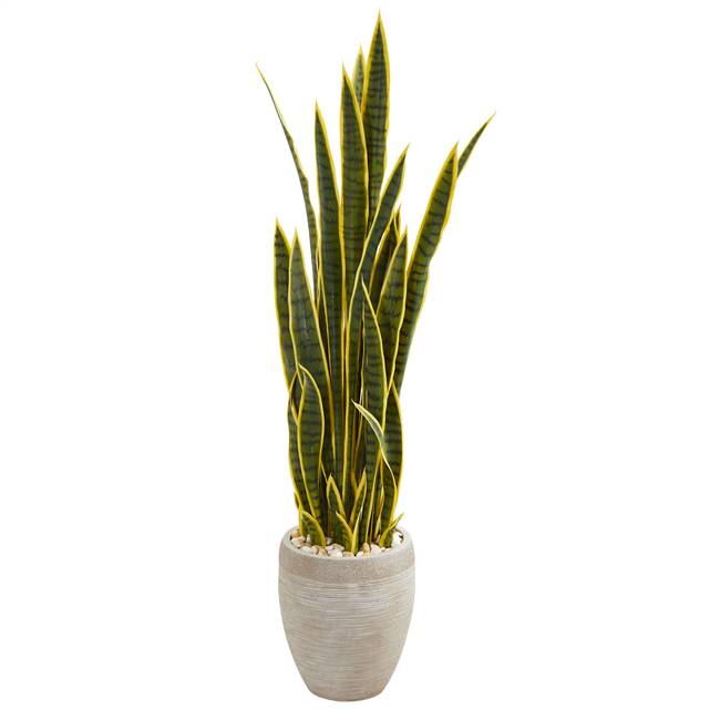 52” Sansevieria Artificial Plant in Sand Colored Planter