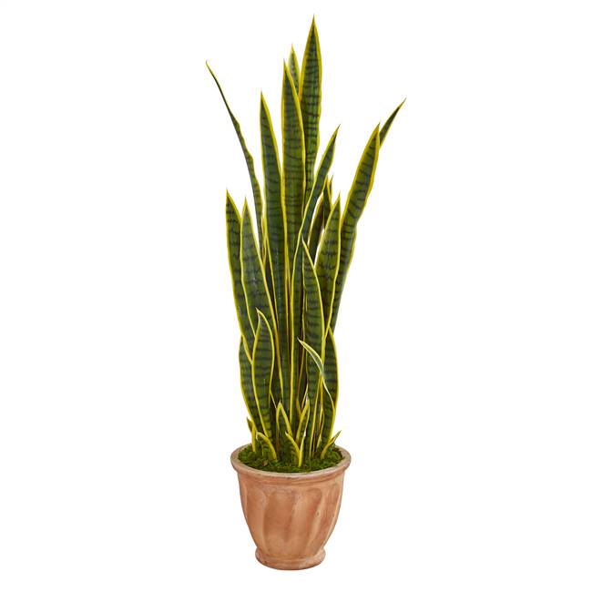 50” Sansevieria Artificial Plant in Terra Cotta Planter