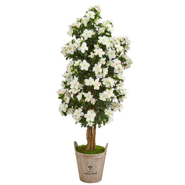 59” Azalea Artificial Tree in Farmhouse Planter