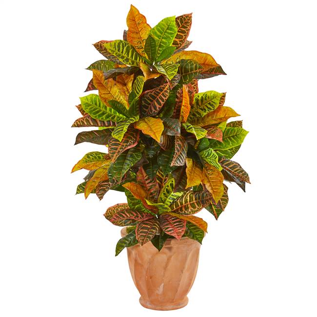 40” Croton Artificial Plant in Terra Cotta Planter (Real Touch)