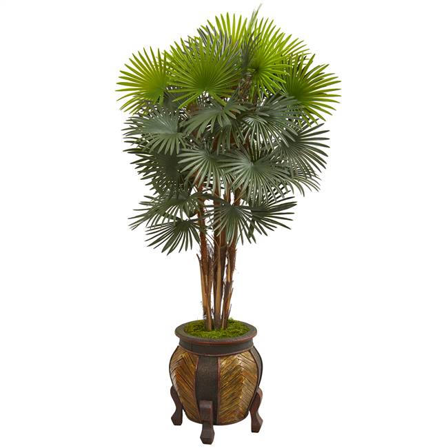 5’ Fan Palm Artificial Tree in Decorative Planter
