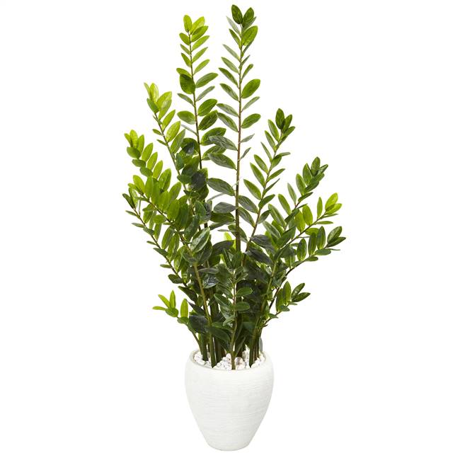 4.5’ Zamioculcas Artificial Plant in White Planter