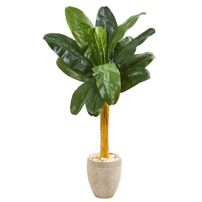 58” Banana Artificial Tree in Sand Colored Planter