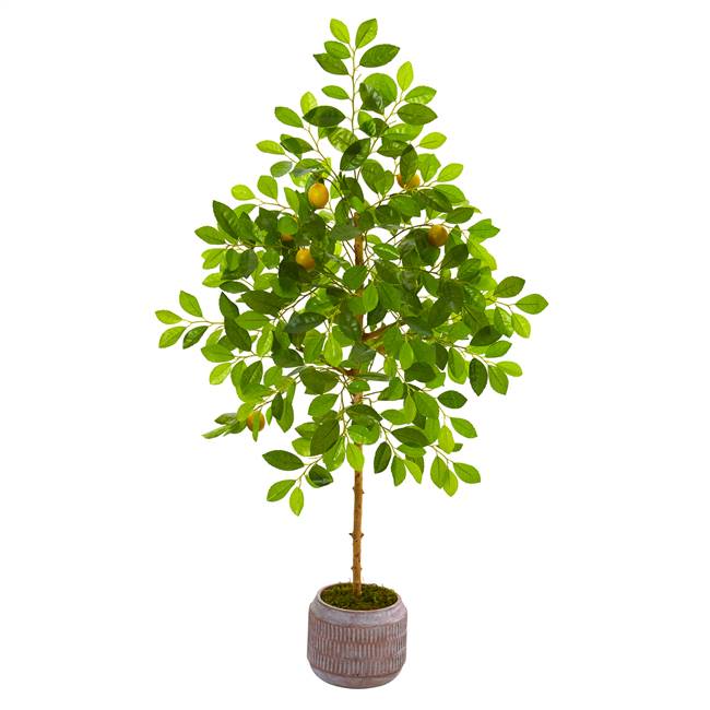 51” Lemon Artificial Tree in Stoneware Planter