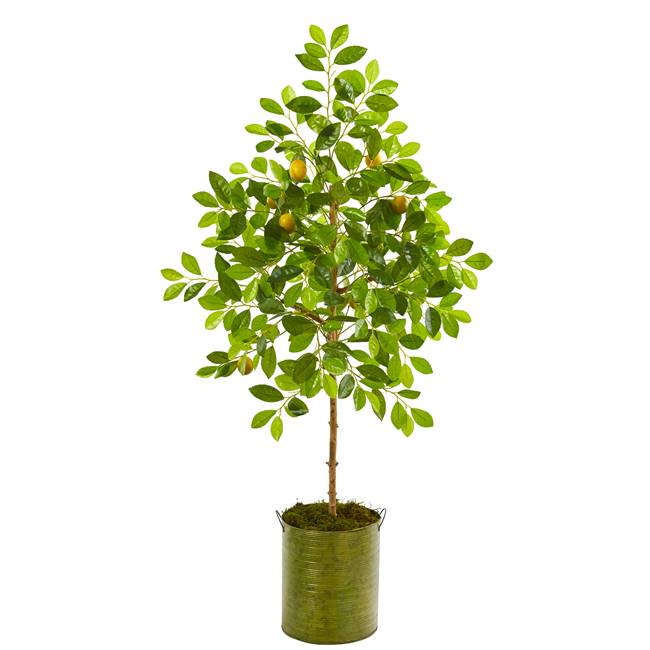 55” Lemon Artificial Tree in Green Planter