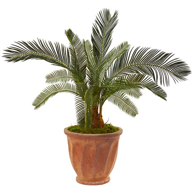 34” Cycas Artificial Plant in Orange Planter