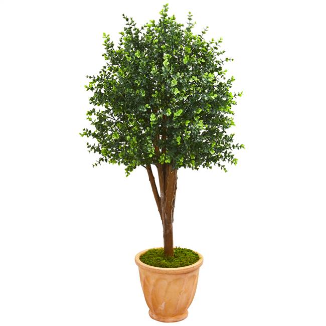 52” Eucalyptus Artificial Tree in Terra-Cotta Planter UV Resistant (Indoor/Outdoor)