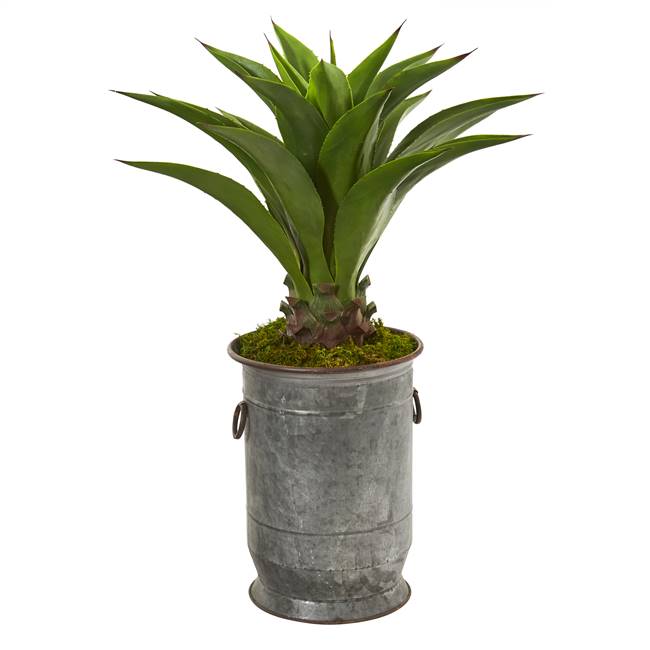 39” Agave Artificial Plant in Metal Planter