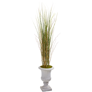 49” Grass and Bamboo Artificial Plant in Gray Urn