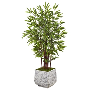 55” Bamboo Artificial Tree in White Planter