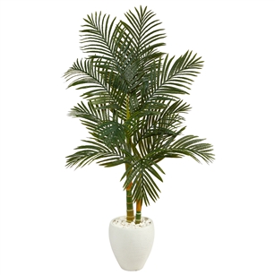 5.5’ Golden Cane Artificial Palm Tree In White Planter