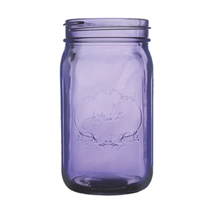 Jardin Mason Jar, 32 Ounce, 6.5" high, Vintage Purple, Case of 24