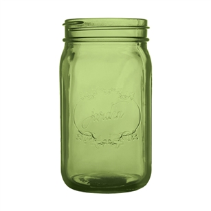 Jardin Mason Jar, 32 Ounce, 6.5" high, Vintage Green, Case of 24