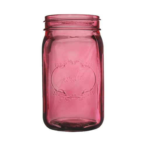 Jardin Mason Jar, 32 Ounce, 6.5 high, Vintage Pink, Case of 24