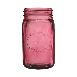 Jardin Mason Jar, 32 Ounce, 6.5" high, Vintage Pink, Case of 24