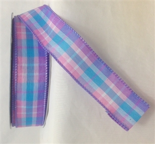 Ribbon #9 Plaid W/Junia Multi Bl/Pk/Prpl Wired 50Y