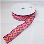 Ribbon #9 Wired Novato Hot Pink/Fuchsia Zigzag 50Y
