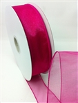 Ribbon #9 Sheer Spring Fuchsia Wired Edge 50Y