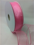 Ribbon #9 Sheer Spring Pink Wired Edge 50Y