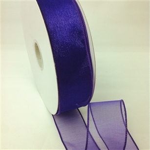 Ribbon #9 Sheer Spring Purple Wired Edge 50Y