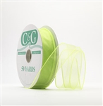 Ribbon #9 Sheer Spring Lime Wired Edge 50Yd