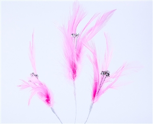 Flutterz Feather Pick with rhinestone - Pink (Pack of 3)