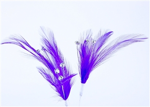 Flutterz Feather Pick with rhinestone - Purple (Pack of 3)